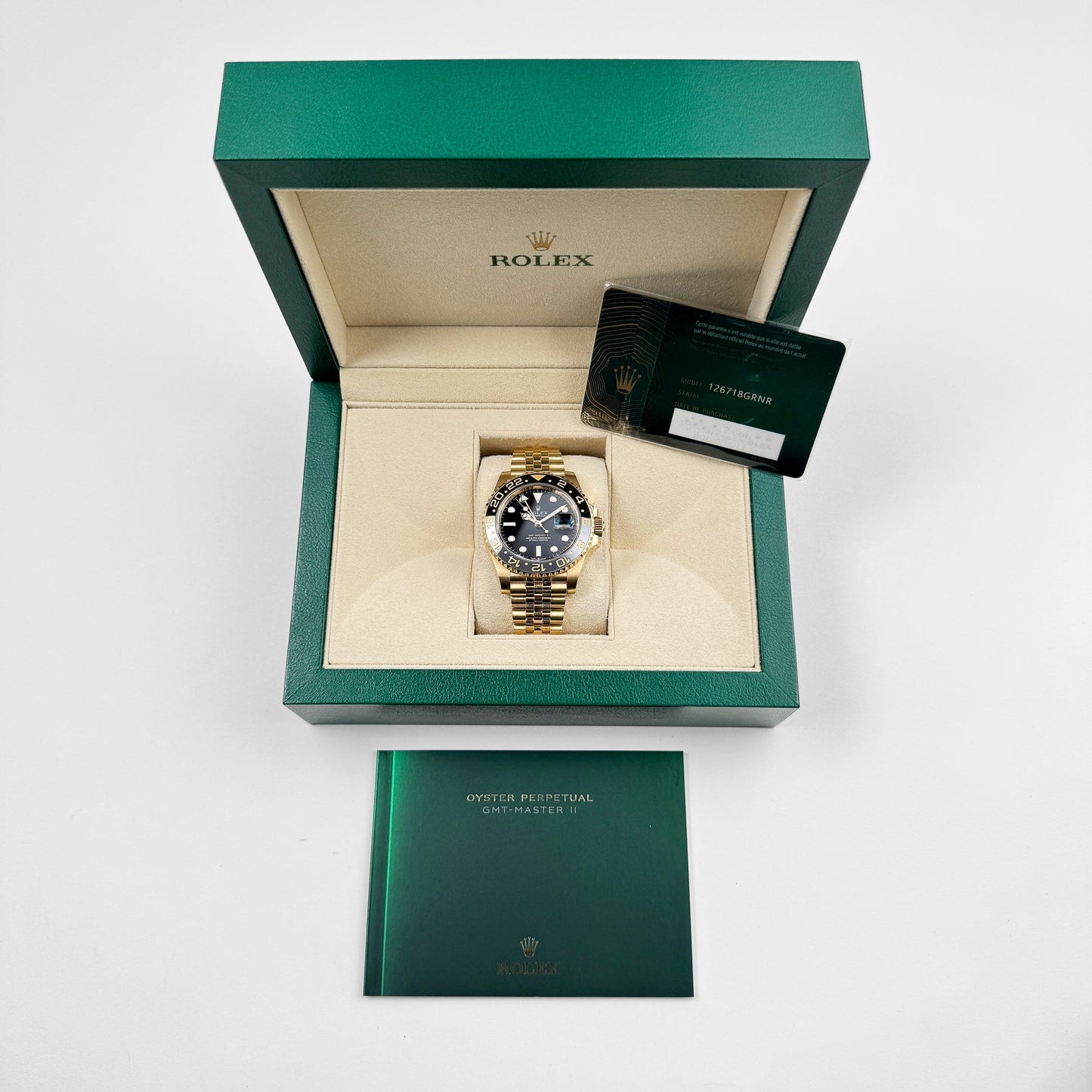 Rolex GMT-Master II 126718GRNR Yellow Gold Black Dial Jubilee (2023)