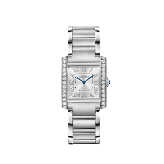 Cartier Tank Francaise Medium W4TA0028 Stainless Steel Silver Dial Diamond Bezel